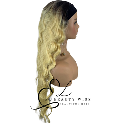 WIG | Blonde Wig | Long Blonde Wig | Blonde Headband Wig | Natural-Looking Wig for Women | Easy Wear Human Hair Blend Wig