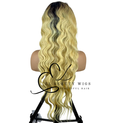 WIG | Blonde Wig | Long Blonde Wig | Blonde Headband Wig | Natural-Looking Wig for Women | Easy Wear Human Hair Blend Wig