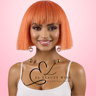 WIG | Orange Wig | Costume Wig | Natural-Looking Wig for Women | Easy Wear Synthetic Wig