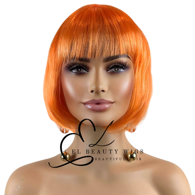 WIG | Orange Wig | Costume Wig | Natural-Looking Wig for Women | Easy Wear Synthetic Wig