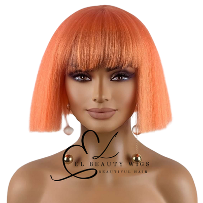WIG | Orange Wig | Costume Wig | Natural-Looking Wig for Women | Easy Wear Synthetic Wig
