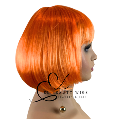 WIG | Orange Wig | Costume Wig | Natural-Looking Wig for Women | Easy Wear Synthetic Wig
