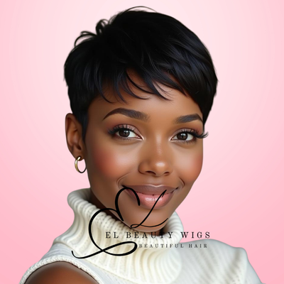 WIG | Black Wig | Black Pixie Wig | Natural-Looking Wig for Women | Easy Wear Synthetic Wig