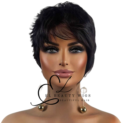 WIG | Black Wig | Black Pixie Wig | Natural-Looking Wig for Women | Easy Wear Synthetic Wig