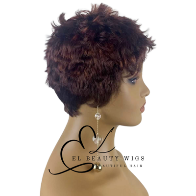 WIG | Burgundy Wig | Pixie Wig | Natural-Looking Wig for Women | Easy Wear Synthetic Wig