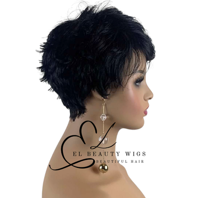 WIG | Black Wig | Black Pixie Wig | Natural-Looking Wig for Women | Easy Wear Synthetic Wig
