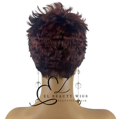 WIG | Burgundy Wig | Pixie Wig | Natural-Looking Wig for Women | Easy Wear Synthetic Wig