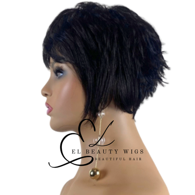 WIG | Black Wig | Black Pixie Wig | Natural-Looking Wig for Women | Easy Wear Synthetic Wig