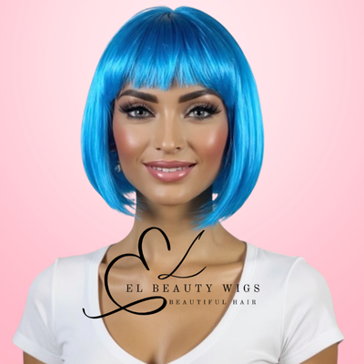 WIG | Blue Wig | Costume Wig | Natural-Looking Wig for Women | Easy Wear Synthetic Wig