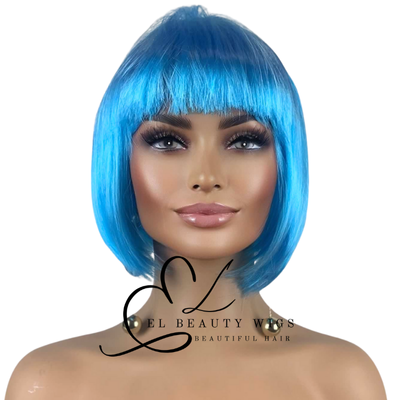 WIG | Blue Wig | Costume Wig | Natural-Looking Wig for Women | Easy Wear Synthetic Wig