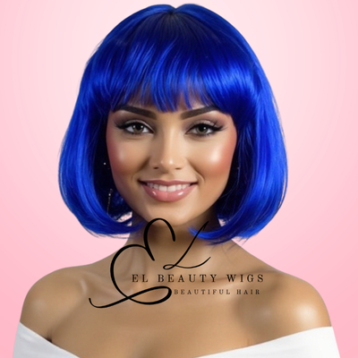 WIG | Blue Wig | Costume Wig | Natural-Looking Wig for Women | Easy Wear Synthetic Wig