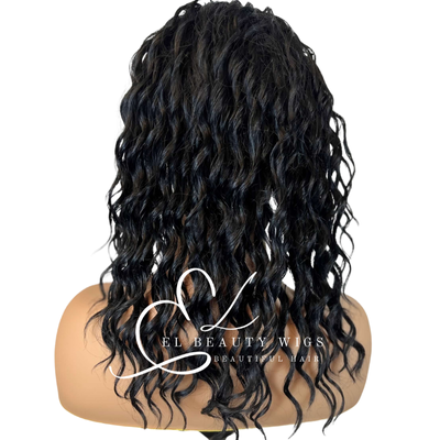 WIG | HALF-WIG | Black Wig | Wavy Wig | Curly Black Wig | Natural-Looking Wig for Women | Easy Wear Synthetic Wig