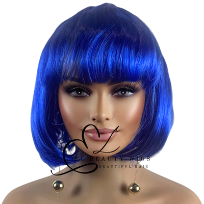 WIG | Blue Wig | Costume Wig | Natural-Looking Wig for Women | Easy Wear Synthetic Wig