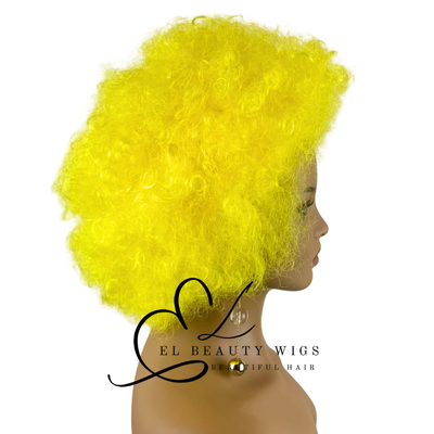 WIG | Yellow Wig | Afro Wig | Clown Wig | Natural-Looking Wig for Women | Easy Wear Synthetic Wig
