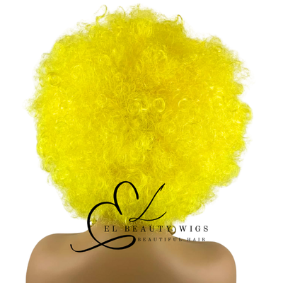WIG | Yellow Wig | Afro Wig | Clown Wig | Natural-Looking Wig for Women | Easy Wear Synthetic Wig