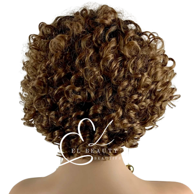 WIG | Golden Blonde Ombre Wig | Short Curly Wig | Natural-Looking Wig for Women | Easy Wear Synthetic Wig