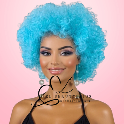 WIG | Blue Wig | Blue Afro Wig | Costume Wig | Natural-Looking Wig for Women | Easy Wear Synthetic Wig