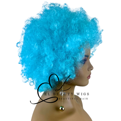WIG | Blue Wig | Blue Afro Wig | Costume Wig | Natural-Looking Wig for Women | Easy Wear Synthetic Wig