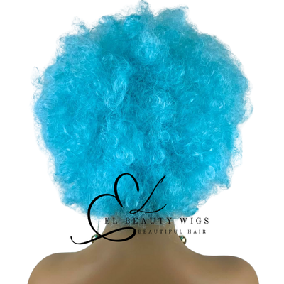 WIG | Blue Wig | Blue Afro Wig | Costume Wig | Natural-Looking Wig for Women | Easy Wear Synthetic Wig
