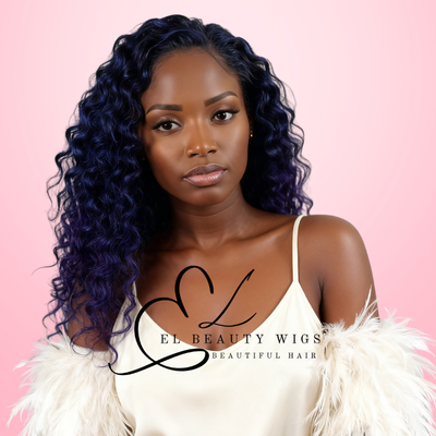 WIG | Purple Wig | Purple and Black Wig | Natural-Looking Wig for Women | Lace Front Human Hair Blend Wig