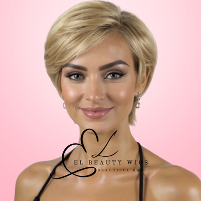 WIG | Blonde Wig | Short Blonde Wig | Natural-Looking Wig for Women | Easy Wear Synthetic Wig