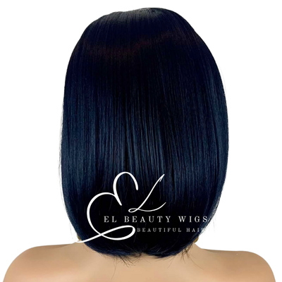 WIG | Black Wig | Straight Black Wig | Headband Wig | Natural-Looking Wig for Women | Easy Wear Human Hair Blend Wig