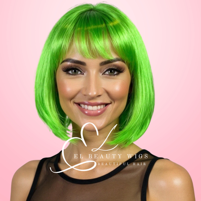 WIG | Green Wig | Costume Wig | Natural-Looking Wig for Women | Easy Wear Synthetic Wig
