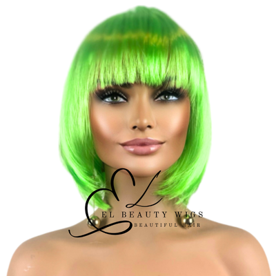 WIG | Green Wig | Costume Wig | Natural-Looking Wig for Women | Easy Wear Synthetic Wig