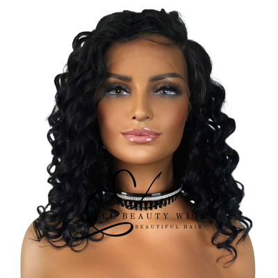 WIG | Black Wig | Natural-Looking Wig for Women | Lace Front Human Hair Blend Wig