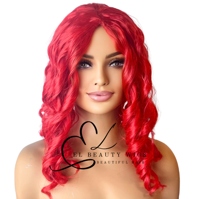 WIG | Red Wig | Curly Wig | Natural-Looking Wig for Women | Easy Wear Synthetic Wig