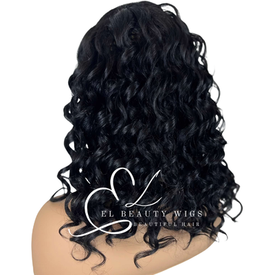 WIG | Black Wig | Natural-Looking Wig for Women | Lace Front Human Hair Blend Wig