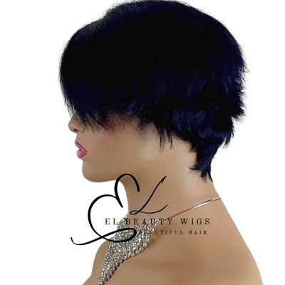 WIG | Black Wig | Short Pixie Wig | Natural-Looking Wig for Women | Easy Wear Human Hair Blend Wig