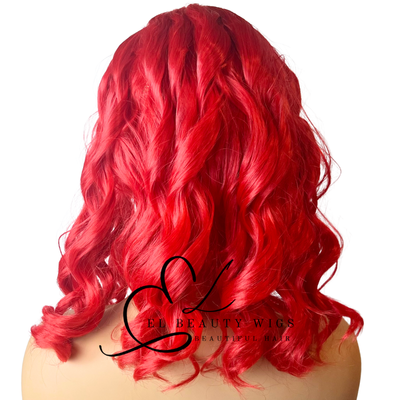 WIG | Red Wig | Curly Wig | Natural-Looking Wig for Women | Easy Wear Synthetic Wig