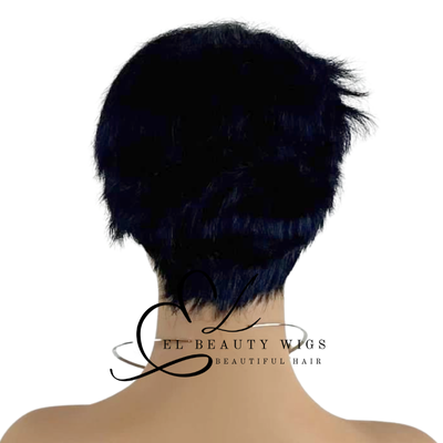 WIG | Black Wig | Short Pixie Wig | Natural-Looking Wig for Women | Easy Wear Human Hair Blend Wig