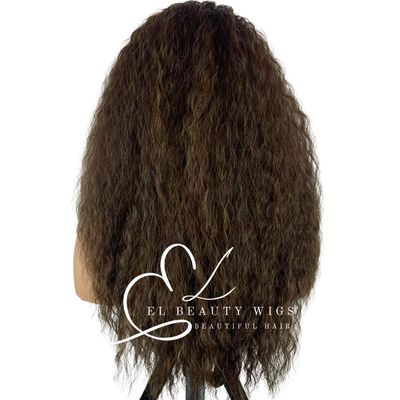 WIG | Brown Wig | Headband Wig | Natural-Looking Wig for Women | Easy Wear Human Hair Blend Wig