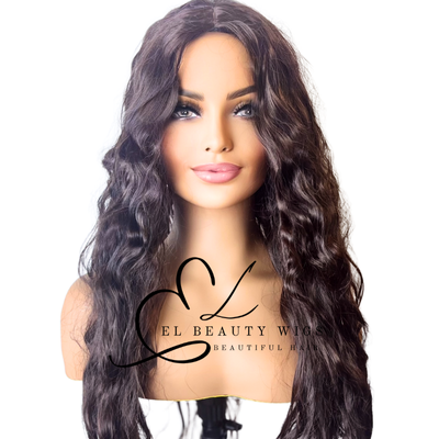 WIG | Brown Wig | Long Curly Wig | Natural-Looking Wig for Women | Easy Wear Synthetic Wig
