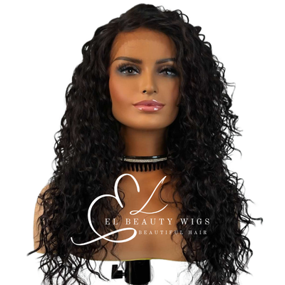 WIG | Black Wig | Natural-Looking Wig for Women | Lace Front Human Hair Blend Wig