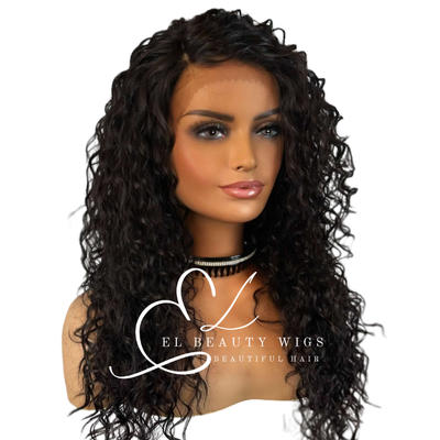 WIG | Black Wig | Natural-Looking Wig for Women | Lace Front Human Hair Blend Wig