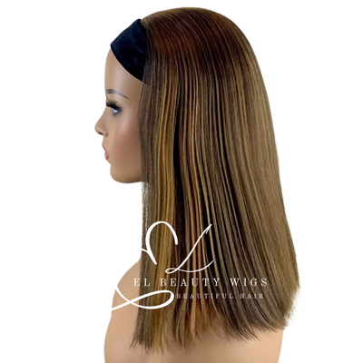 WIG | Light Brown Wig | Headband Wig | Natural-Looking Wig for Women | Easy Wear Human Hair Blend Wig