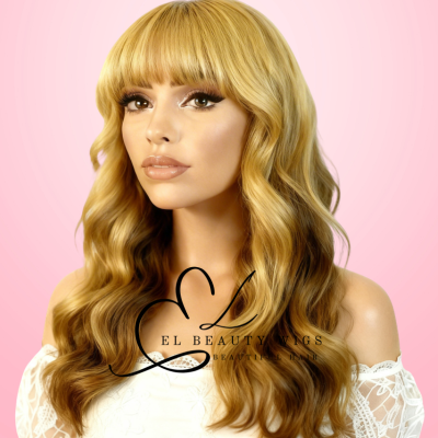 WIG | Golden Blonde Wig | Blonde Wig | Natural-Looking Wig for Women | Easy Wear Human Hair Blend Wig