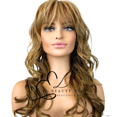 WIG | Golden Blonde Wig | Blonde Wig | Natural-Looking Wig for Women | Easy Wear Human Hair Blend Wig