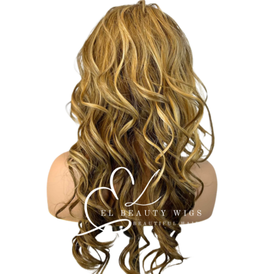 WIG | Golden Blonde Wig | Blonde Wig | Natural-Looking Wig for Women | Easy Wear Human Hair Blend Wig