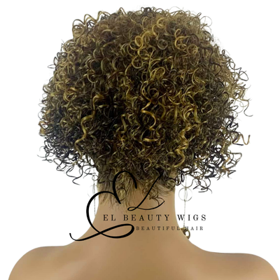 WIG | Golden Wig | Curly Wig | Short Curly Wig | Natural-Looking Wig for Women | Easy Wear Synthetic Wig