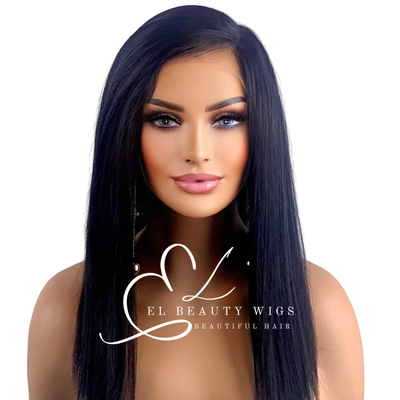 WIG | Black Wig | Natural-Looking Wig for Women | Lace Front Human Hair Blend Wig