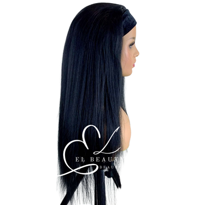 WIG | Black Wig | Headband Wig | Natural-Looking Wig for Women | Easy Wear Human Hair Blend Wig
