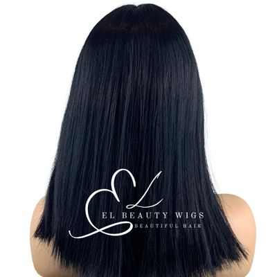 WIG | Black Wig | Natural-Looking Wig for Women | Lace Front Human Hair Blend Wig