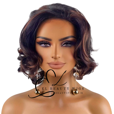 WIG | HALF-WIG | Brown Wig | Brown Wig with Red Highlights |Natural-Looking Wig for Women | Easy Wear Synthetic Wig