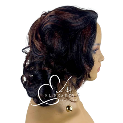 WIG | HALF-WIG | Brown Wig | Brown Wig with Red Highlights |Natural-Looking Wig for Women | Easy Wear Synthetic Wig