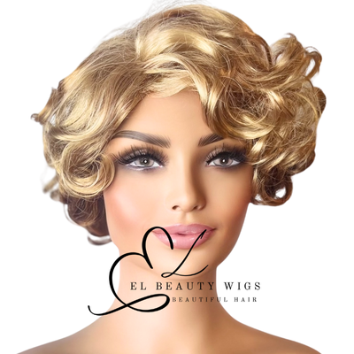 WIG | Blonde Wig | Short Wig | Curly Wig| Natural-Looking Wig for Women | Easy Wear Synthetic Wig