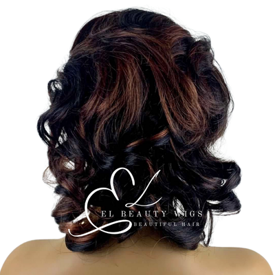 WIG | HALF-WIG | Brown Wig | Brown Wig with Red Highlights |Natural-Looking Wig for Women | Easy Wear Synthetic Wig